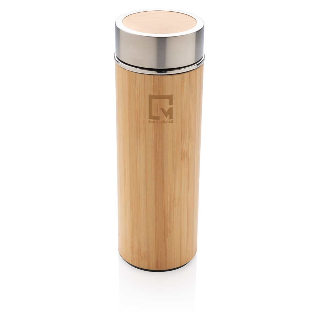 Leak proof bamboo vacuum bottle