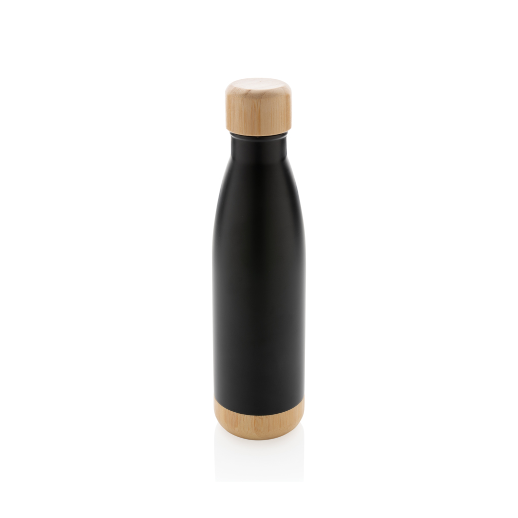 Vacuum stainless steel bottle with bamboo lid and bottom