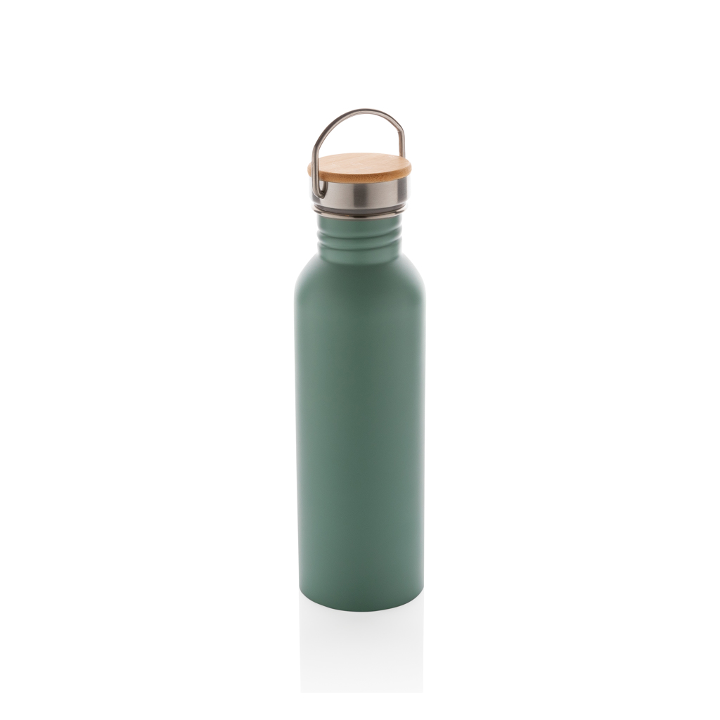 Modern stainless steel bottle with bamboo lid