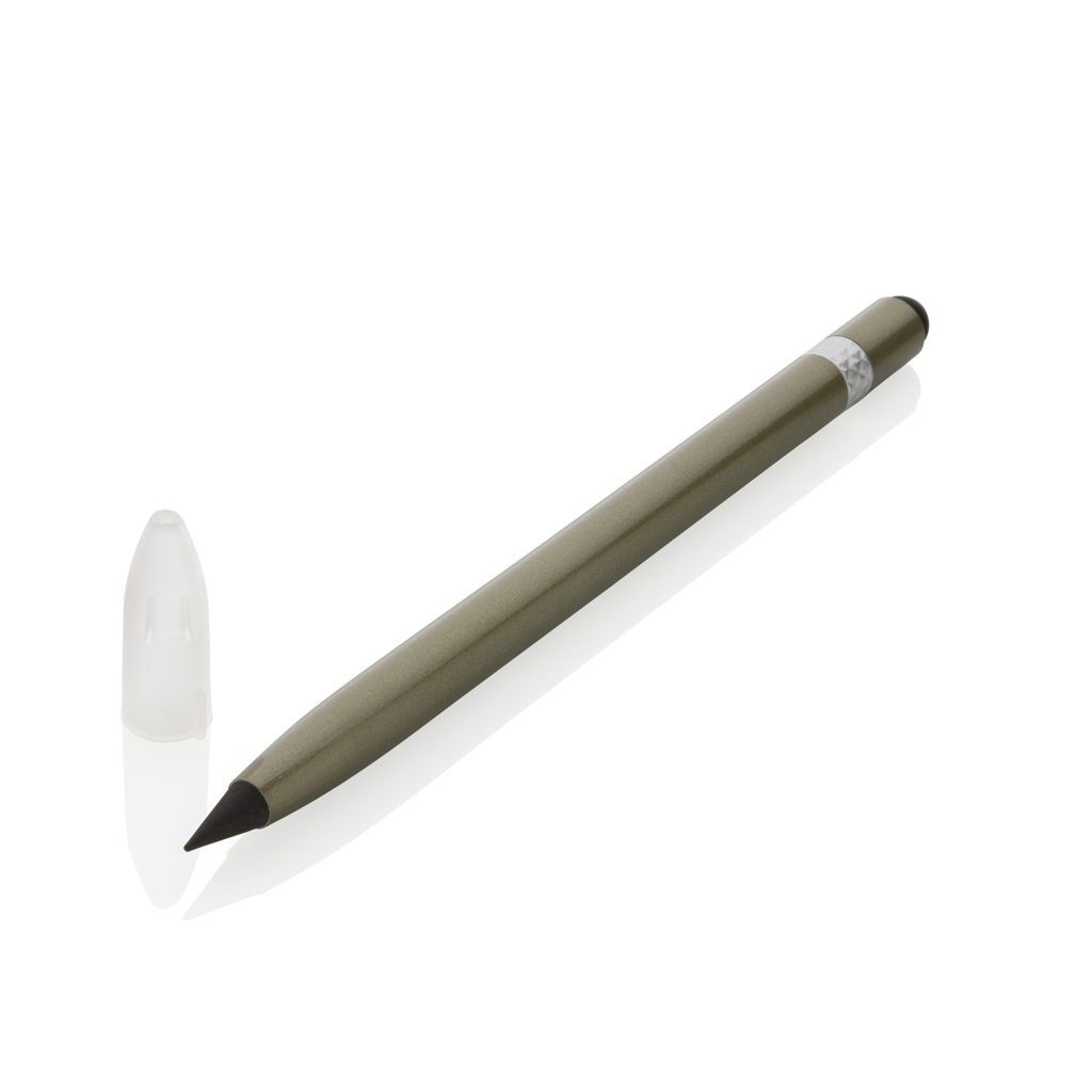 Aluminum inkless pen with eraser