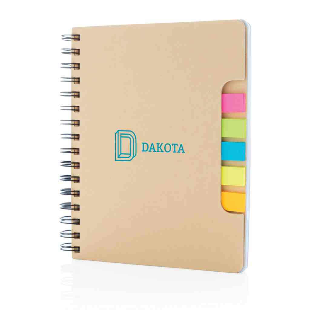 A5 Kraft spiral notebook with sticky notes