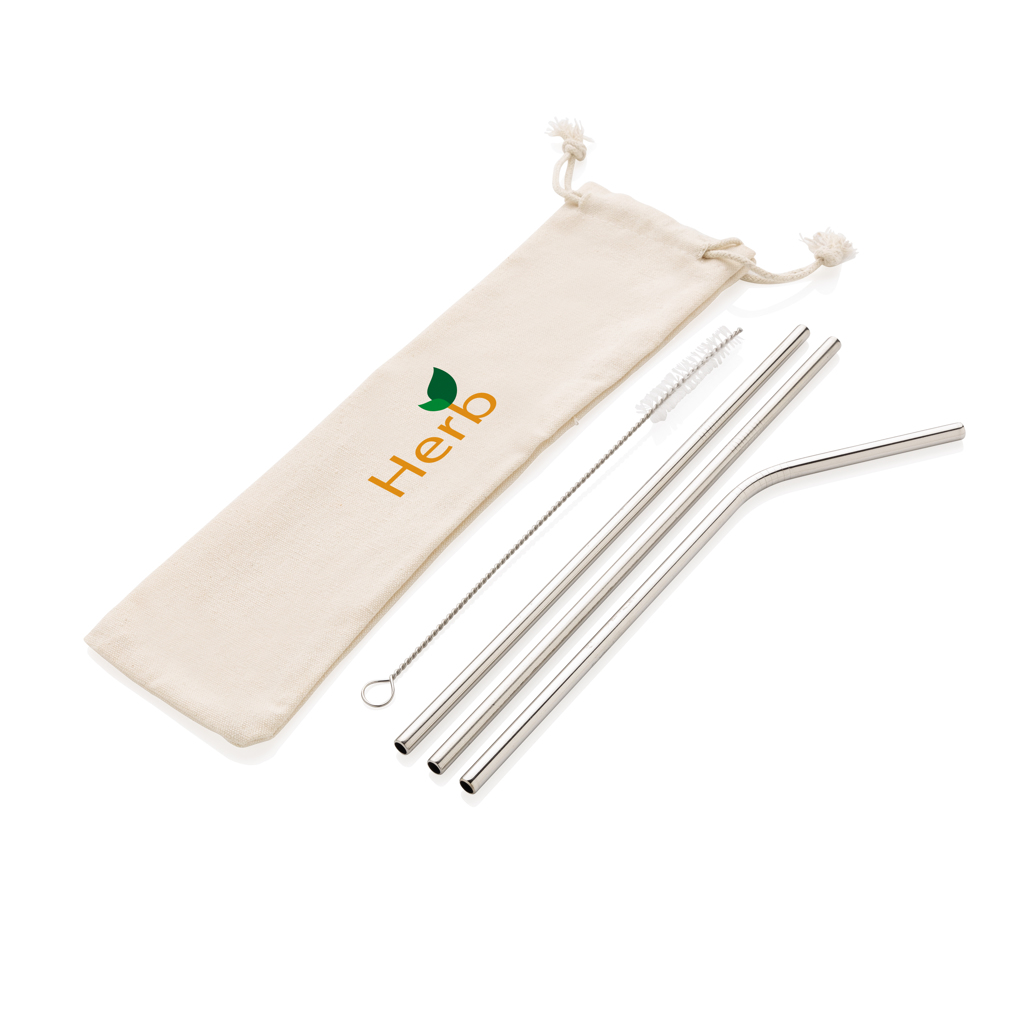 Reusable stainless steel 3 pcs straw set