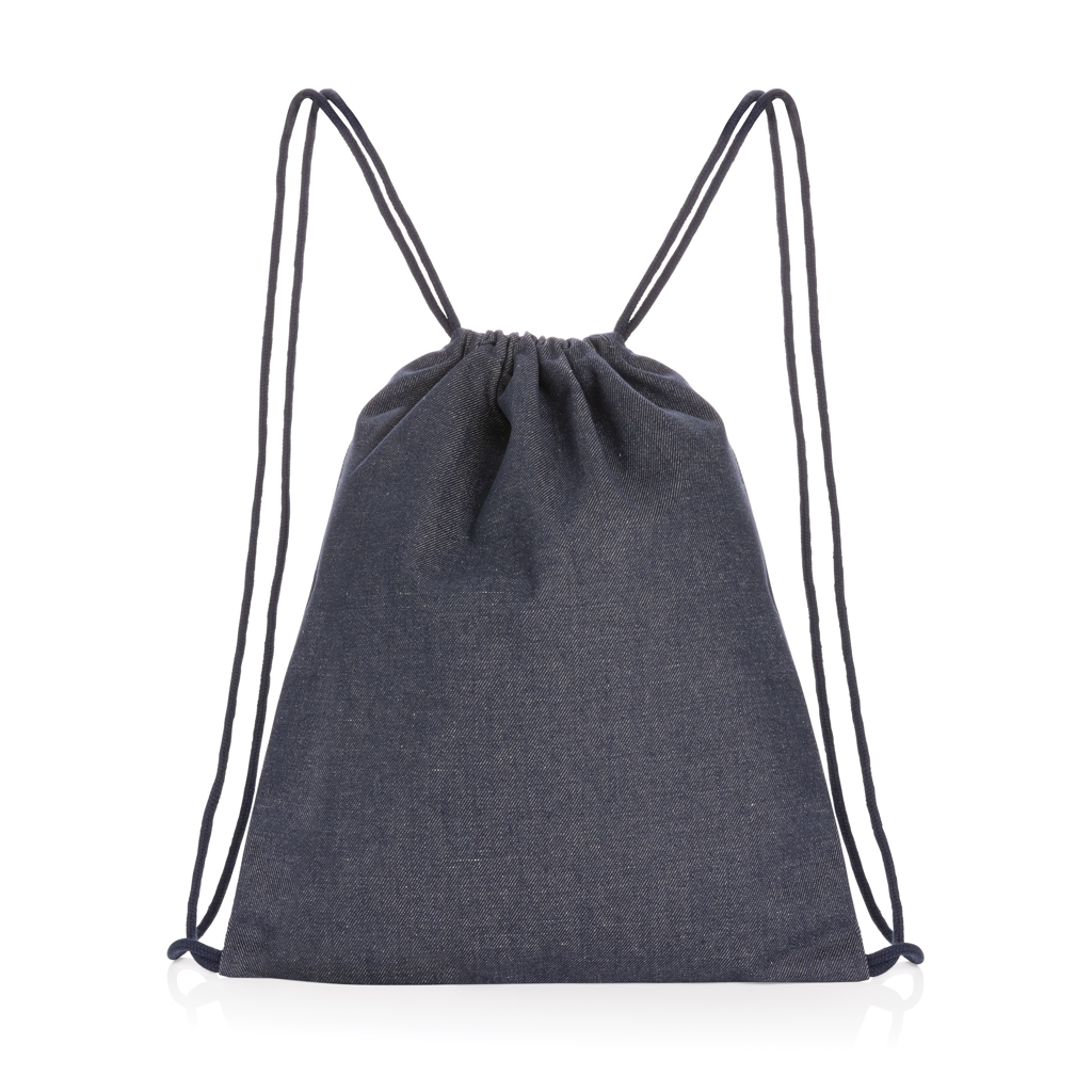 Impact AWARE™ recycled denim drawstring backpack