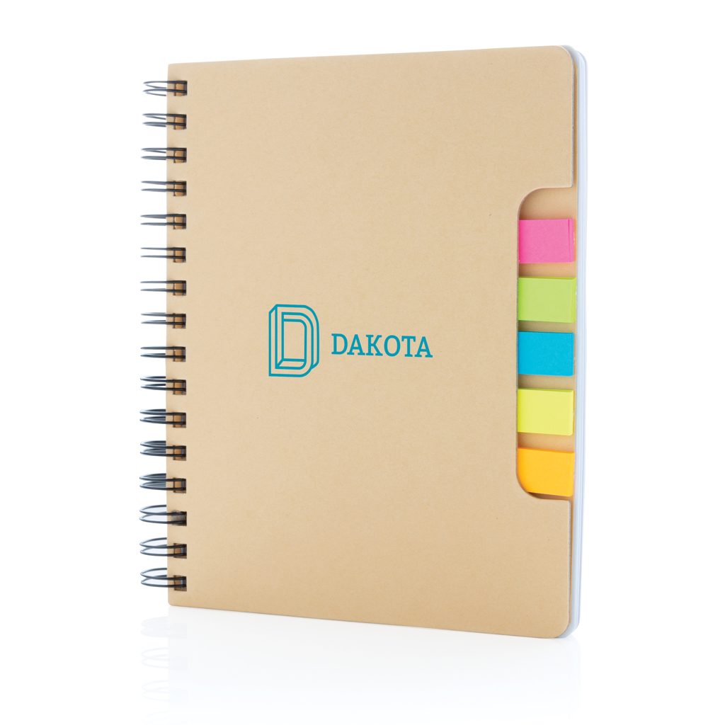 A5 Kraft spiral notebook with sticky notes