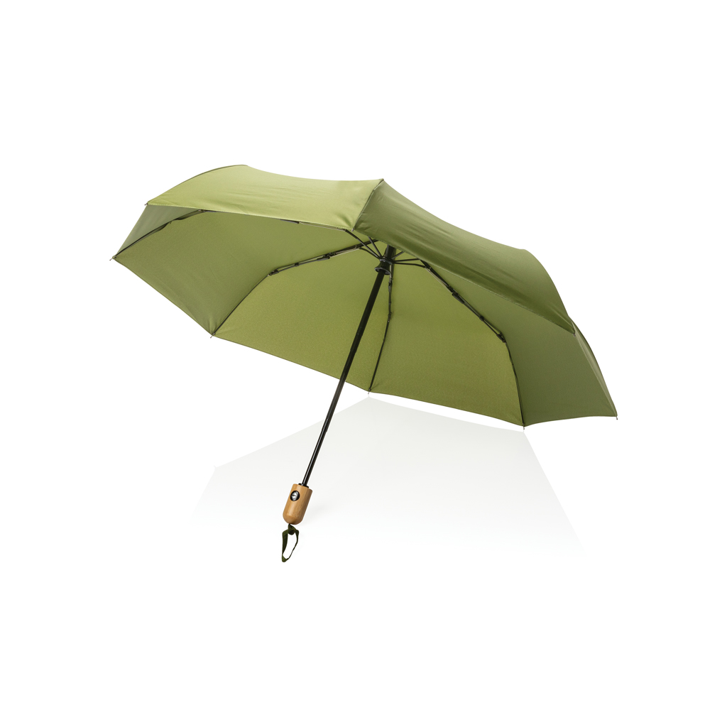 21" Impact AWARE™ RPET 190T bamboo auto open/close umbrella