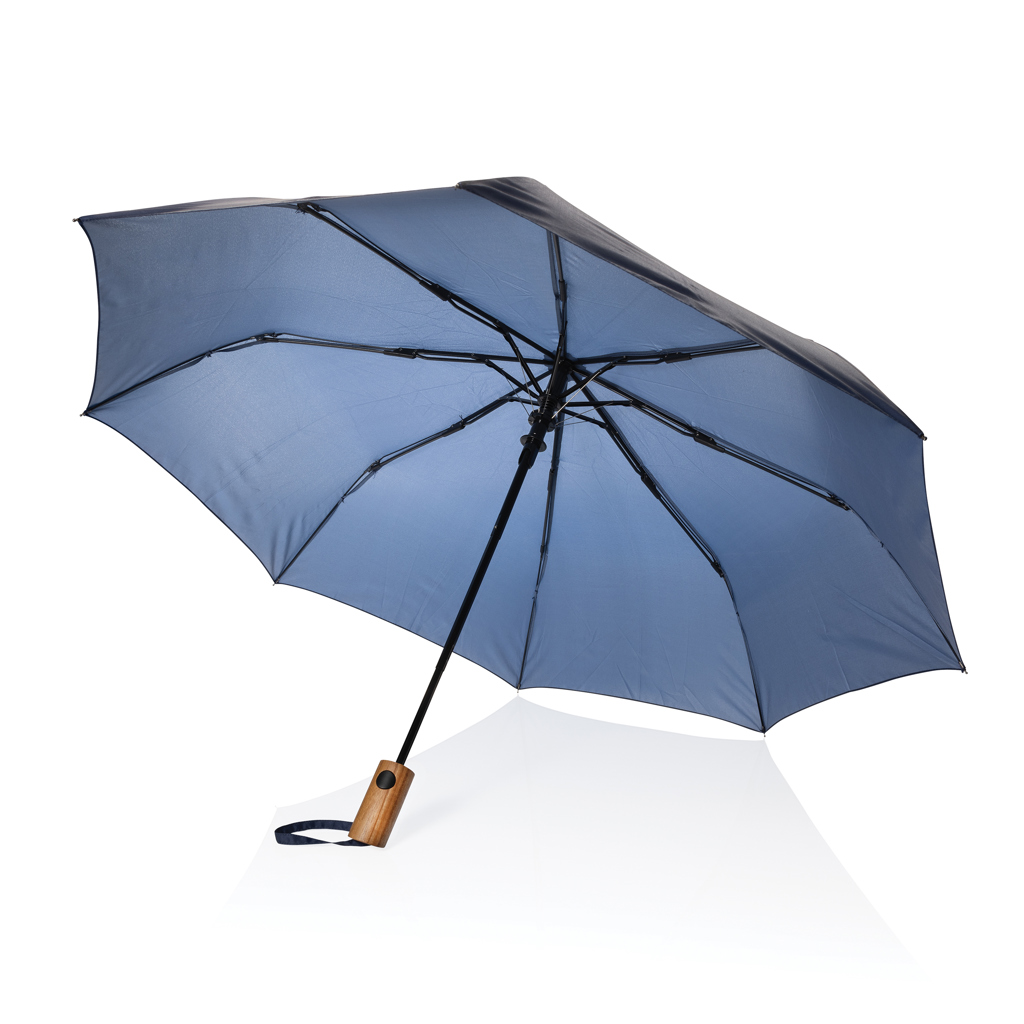 Kaycey 21" AWARE™ RPET Acacia wood mini auto open umbrella