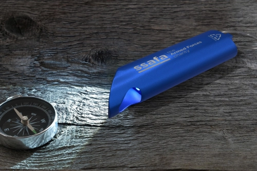 Flare RCS recycled aluminium IPX LED light and bottle opener with keychain